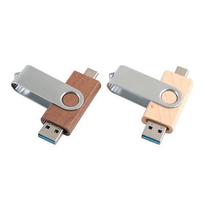 Naturalny drewniany dysk USB 2.0 3.0 z typem C + USB Nowy kształt szybki