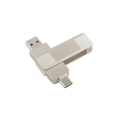 Srebro typu C Metal USB flash drive może 360 stopni obrotu z zabezpieczeniem hasłem