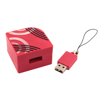 Niestandardowe napędy flash USB z silikonu w pełnym kolorze Druk prostokątny 128 GB pojemność