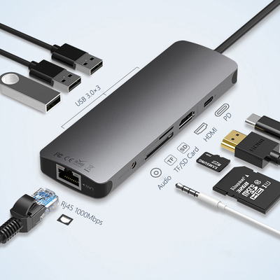 USB 3.0 Station USB C Hub Smart Adapter / Hub karty pamięci z prędkością przesyłania danych 5Gbps