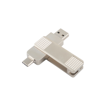 Srebro typu C Metal USB flash drive może 360 stopni obrotu z zabezpieczeniem hasłem