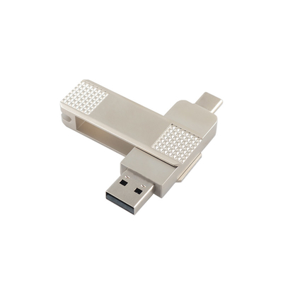 Srebro typu C Metal USB flash drive może 360 stopni obrotu z zabezpieczeniem hasłem