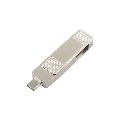 Srebro typu C Metal USB flash drive może 360 stopni obrotu z zabezpieczeniem hasłem