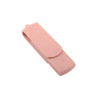 Napędy flash USB typu C Plasty różowe z słomką Materiał poddawany recyklingowi i logo na zamówienie