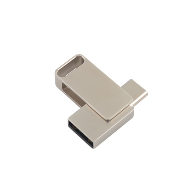 Wodoszczelne dyski flash USB ze srebrnym metalem z USB 2.0 i graweringiem typu C i drukiem logo
