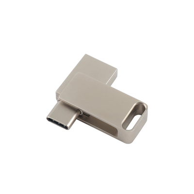Wodoszczelne dyski flash USB ze srebrnym metalem z USB 2.0 i graweringiem typu C i drukiem logo