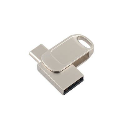 Metalowy podwójny napęd flash USB z zabezpieczeniem hasłem i zgodnością typu C