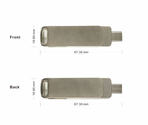 Srebrowy usb Matt 3.0 z typem C zarówno portem usb, jak i napędem flash telefonem i komputerem