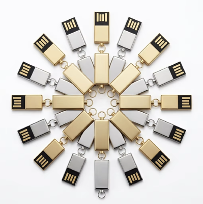 Srebrny Z błyszczącym metalowym dyskiem flash USB ze stopu cynku, zawierającym chipy flash HY, odpowiednie do szybkiego i bezpiecznego przesyłania danych