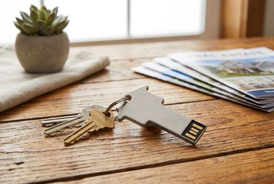 Srebrny Pendrive USB z metalowym łańcuszkiem na perły, kompaktowe urządzenie pamięci masowej. Temperatura pracy od -50 do +80 stopni Celsjusza. Idealny do biznesu.