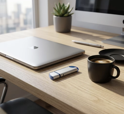 Plastikowy pendrive USB 2.0 zapewniający prędkość zapisu od 4 do 10 MB na sekundę, idealny do bezpiecznego tworzenia kopii zapasowych i transferu danych