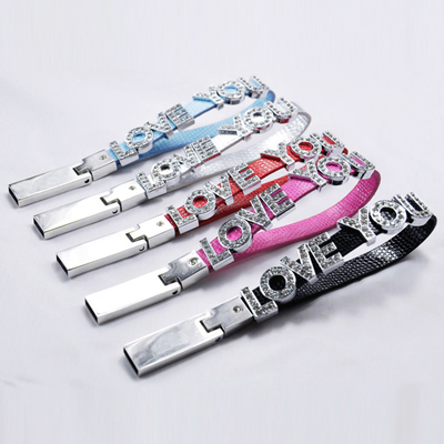 Bransoletka z alfabetem Styl biżuterii Kryształowa pamięć USB Metal 64GB 128GB