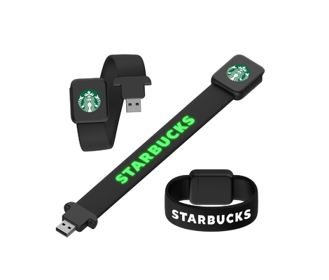 Błyszczący podczas czytania na komputerze Silikonowa opaska USB z logo LED Light Laser