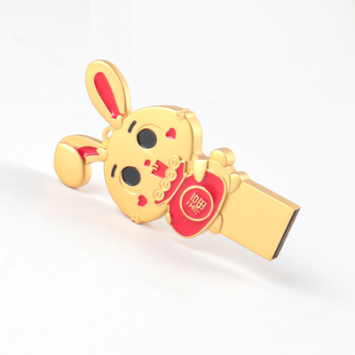 Metalowa pamięć USB w kształcie królika Chip klasy A 128 GB 80 MB / S Standard europejski
