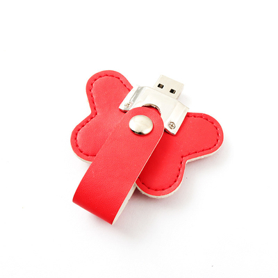 Skórzane dyski flash USB w kształcie kwiatu 32 GB 256 GB Wytłaczane logo