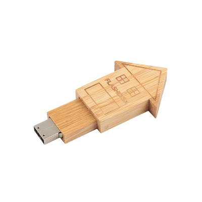 Niestandardowe logo w kształcie domu drewniany dysk flash USB z naturalnym drewnem dla prezentów biznesowych