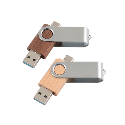 USB typu A i typu C razem USB z drewnianą pamięcią z zasięgiem pracy od 0 do 60 °C