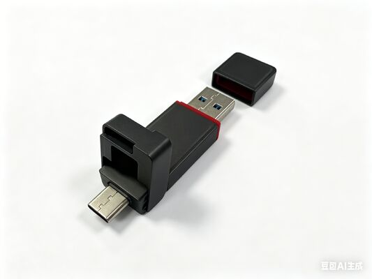 Pendrive USB w kolorze czarnym Gun z portem typu C. Zgodny z życzeniem klienta. Metalowa obudowa. Puszka z laserowym logo