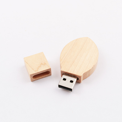 Drewniany USB 3.0 w kształcie liścia Prędkość 100 MB-80 MB / S Grawerowanie Logo po obu stronach
