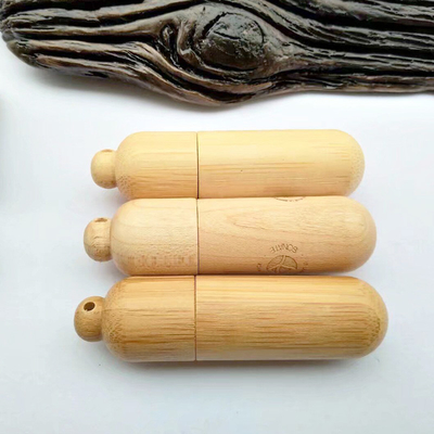 Cylindryczne 256 GB bambusowe pałeczki USB Niestandardowe drewniane dyski USB dla fotografów