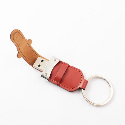 Pokrowiec PU i skórzana pamięć USB z metalowym pierścieniem 2.0 Przenośny 64 GB 128 GB 30 MB / S