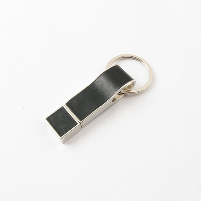 Czarna skórzana pamięć USB z breloczkiem Dobra marka Logo Szybkość USB 2.0 i 3.0