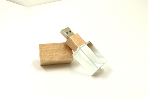 Drewniana nasadka Kryształowa pamięć USB 32 GB 64 GB 128 GB Dyski flash 15 MB / S Ce Fcc Przekazano